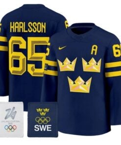 Alternative view of Erik Karlsson Jersey #65 Sweden Olympic 2026 Premium Hockey All Stitched