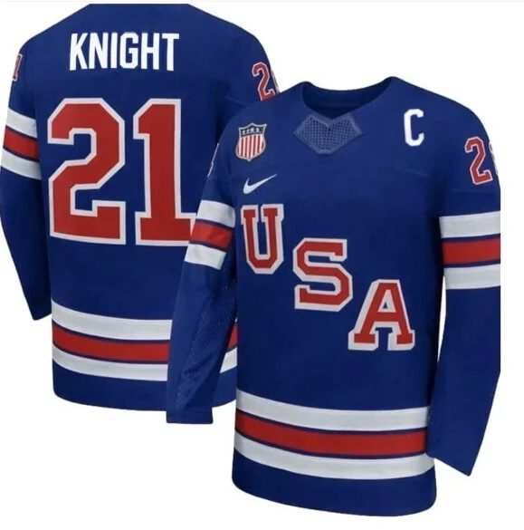 HilaryKnightJersey 21TeamUSAWinterOlympics2026PremiumHockeyBlueAllSTITCHED