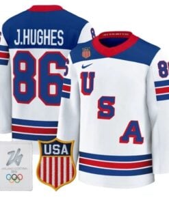 Alternative view of Jack Hughes Jersey #86 USA Olympic 2026 Premium Hockey All Stitched