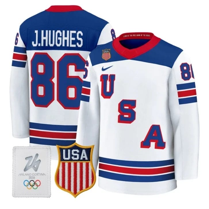 Jack Hughes Jersey #86 USA Olympic 2026 Premium Hockey All Stitched - Image 2