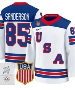 Alternative view of Jake Sanderson Jersey #85 USA Olympic 2026 Premium Hockey All Stitched