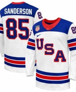 Alternative view of Jake Sanderson Jersey Team USA Winter Olympics 2026 Hockey Premium STITCHED