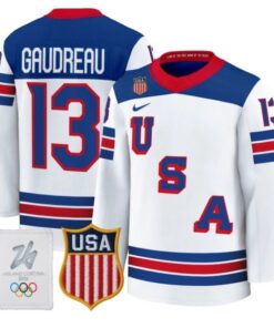 Alternative view of Johnny Gaudreau Jersey #13 USA Olympic 2026 Premium Hockey All Stitched