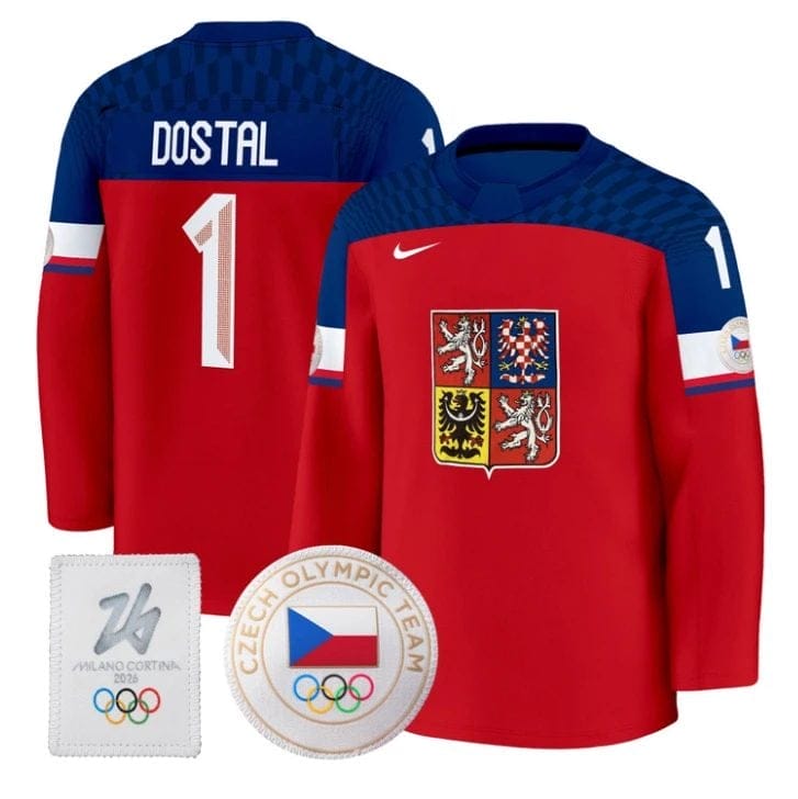Lukas Dostal Jersey 1 Czechia Olympic 2026 Premium Hockey All Stitched Red
