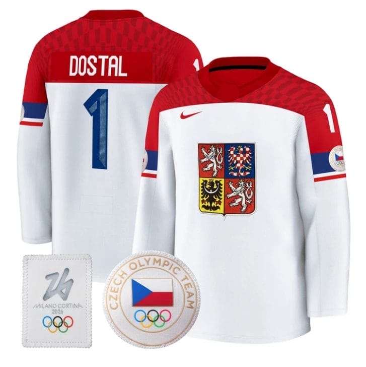 Lukas Dostal Jersey #1 Czechia Olympic 2026 Premium Hockey All Stitched - Image 2