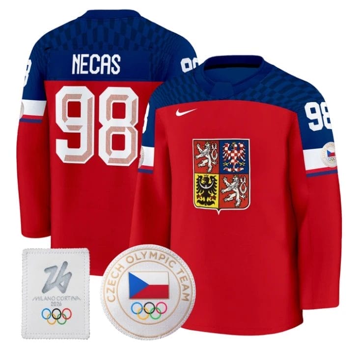 Martin Necas Jersey #98 Czechia Olympic 2026 Premium Hockey All Stitched