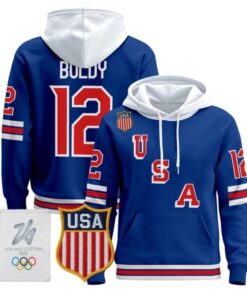 Matt Boldy #12 USA Olympic 2026 Premium Hockey Pullover Hoodie Stitched