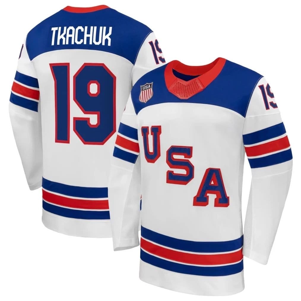 MatthewTkachukJerseyTeamUSAWinterOlympics2026HockeyPremiumSTITCHEDWhite