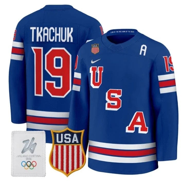 Matthew Tkachuk Jersey #19 USA Olympic 2026 Premium Hockey All Stitched