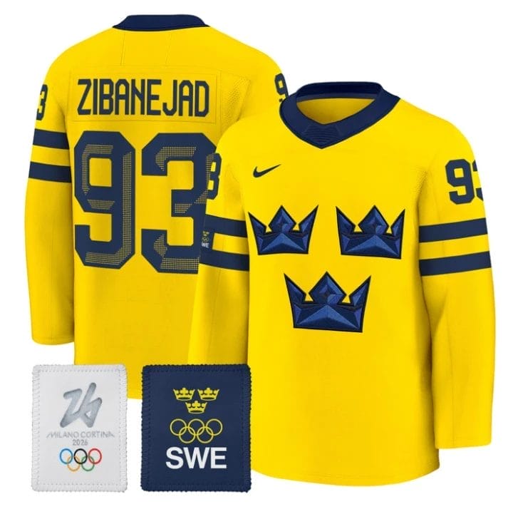 Mika Zibanejad Jersey 93 Sweden Olympic 2026 Premium Hockey All Stitched Gold