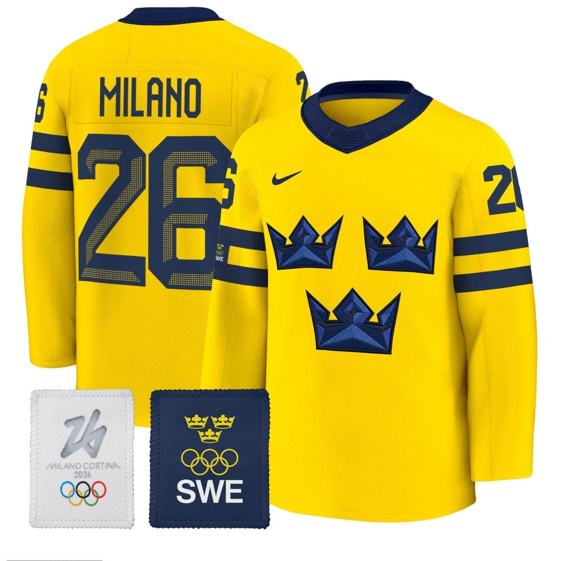 Milano Jersey 26 Sweden Olympic 2026 Premium All Stitched Gold