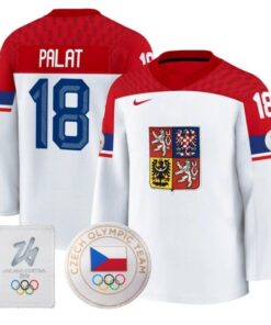 Alternative view of Ondrej Palat Jersey #18 Czechia Olympic 2026 Premium Hockey All Stitched
