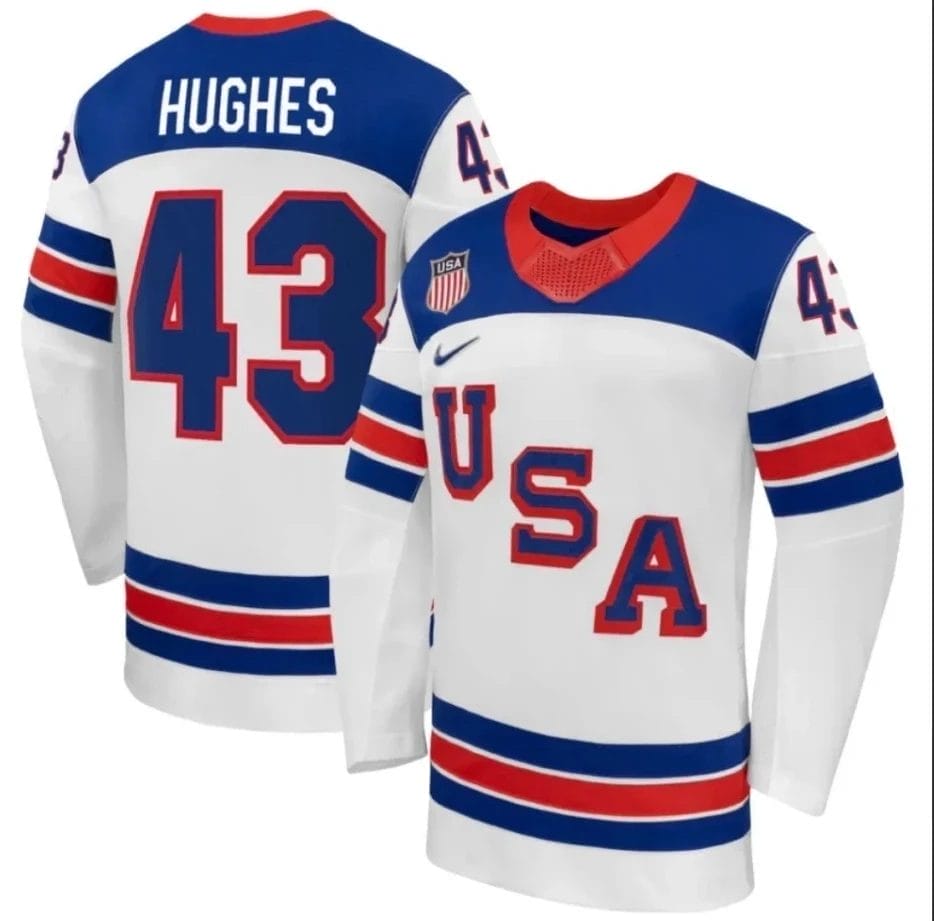 Quinn Hughes Jersey #43 Team USA Winter Olympics 2026 Premium Hockey Stitched White