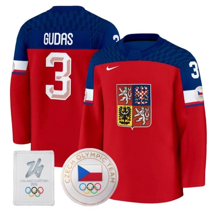 Radko Gudas Jersey 3 Czechia Olympic 2026 Premium Hockey All Stitched Red