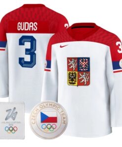Alternative view of Radko Gudas Jersey #3 Czechia Olympic 2026 Premium Hockey All Stitched