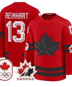 Alternative view of Sam Reinhart Jersey #13 Canada Olympic 2026 Premium Hockey All Stitched