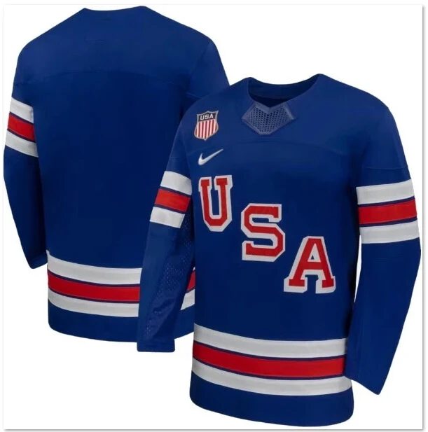 TeamUSAWinterOlympics2026HockeyPremiumJerseyBlueBlankAllSTITCHED