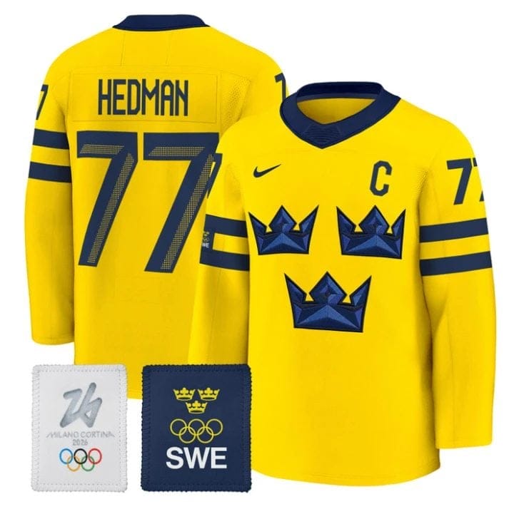 Victor Hedman Jersey 77 Sweden Olympic 2026 Premium Hockey All Stitched Gold