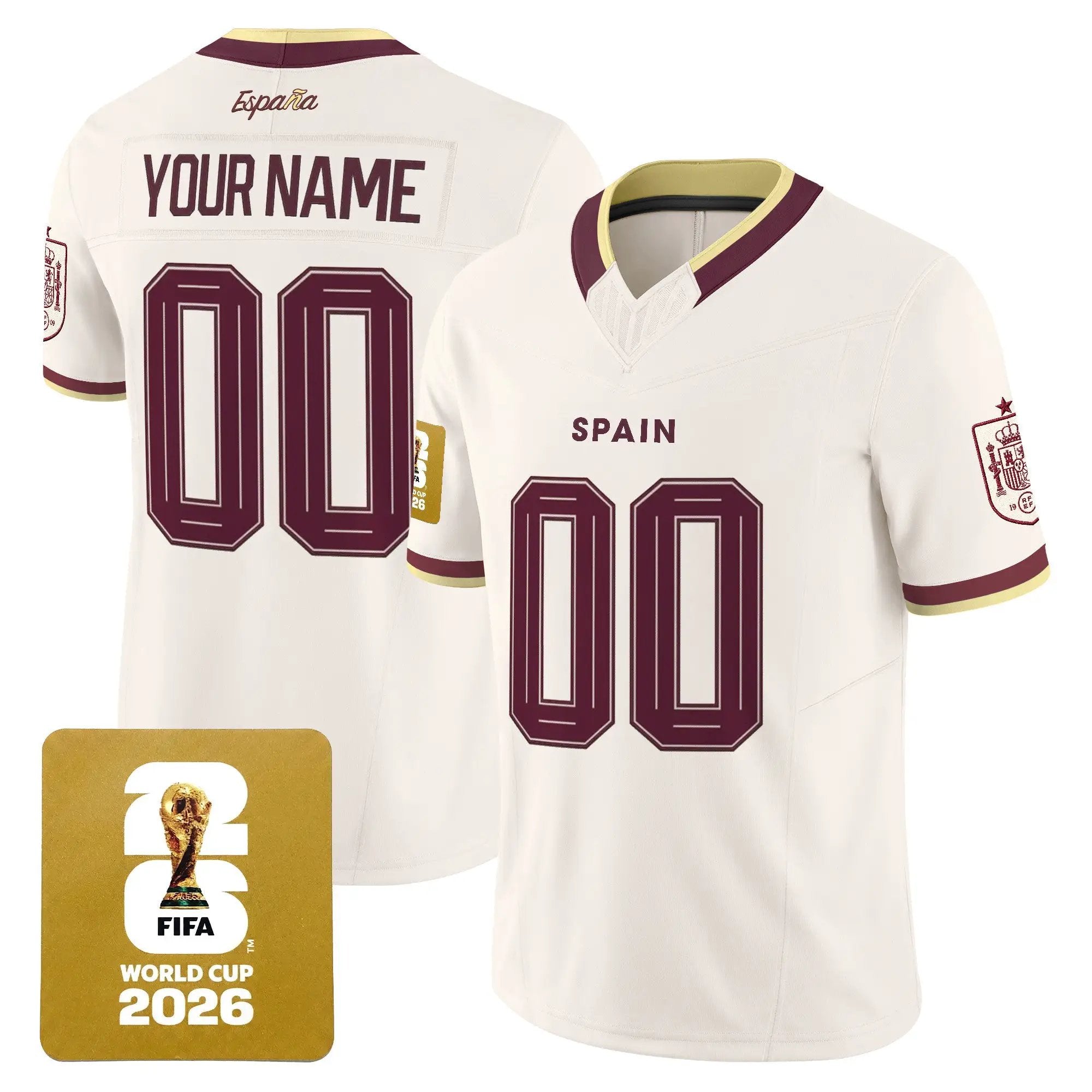 Spain 2026 World Cup Vapor Football Custom Jersey - All Stitched - Top Design Fan Spain 2026 World Cup Vapor Football Custom Jersey - All Stitched