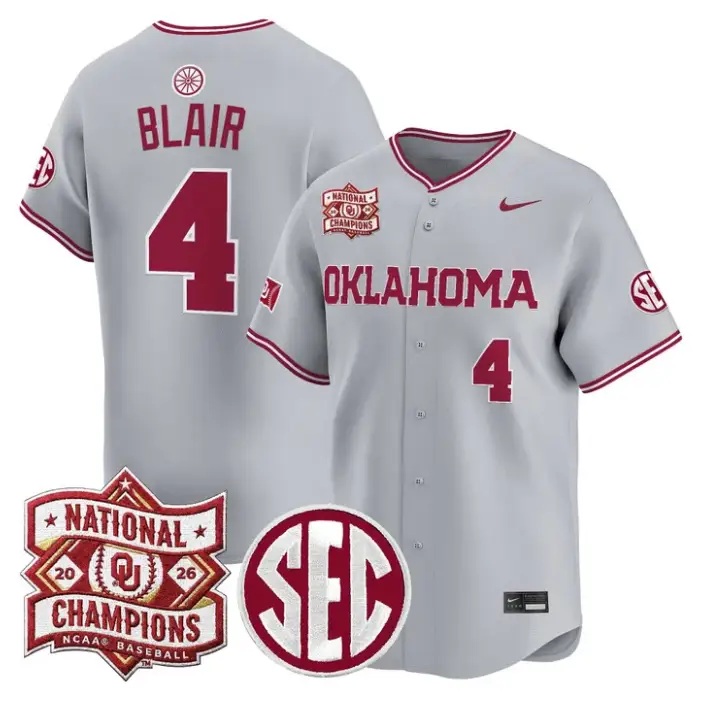 Alec Blair Jersey #4 Oklahoma 2026 National Champions Patch Stitched by My Store