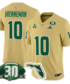 Brody Brenneman Jersey #10 South Florida Bulls 30th Patch Stitched by My Store NCAA Football Jerseys