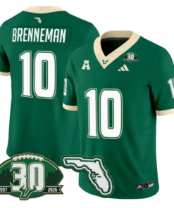 Brody Brenneman Jersey #10 South Florida Bulls 30th Patch Stitched by My Store NCAA Football Jerseys