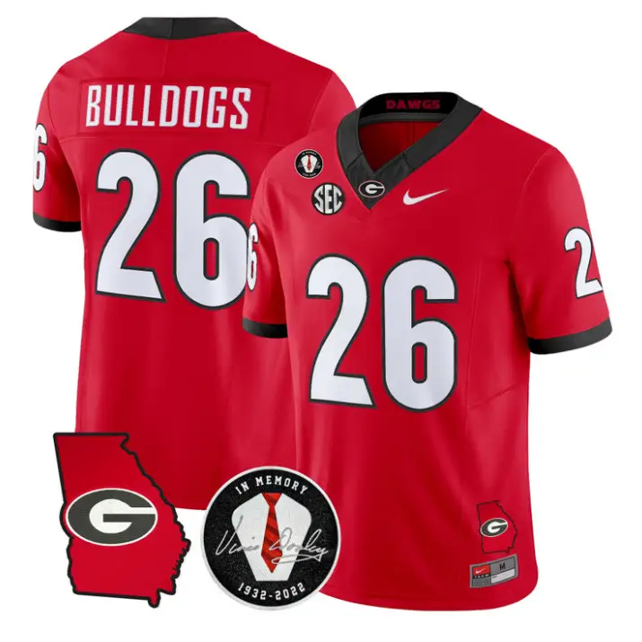 Bulldogs Jersey #26 Georgia Bulldogs 2026 Vince Dooley Stitched by My Store NCAA Football Jerseys