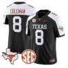Cam Coleman Jersey #8 Texas Longhorns 2026 SEC Patch Stitched - Top Design Fan Cam Coleman Jersey #8 Texas Longhorns 2026 SEC Patch Stitched