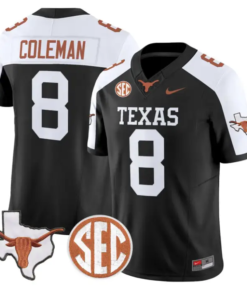 Cam Coleman Jersey #8 Texas Longhorns 2026 SEC Patch Stitched by My Store NCAA Football Jerseys