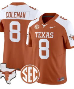 Cam Coleman Jersey #8 Texas Longhorns 2026 SEC Patch Stitched by My Store NCAA Football Jerseys