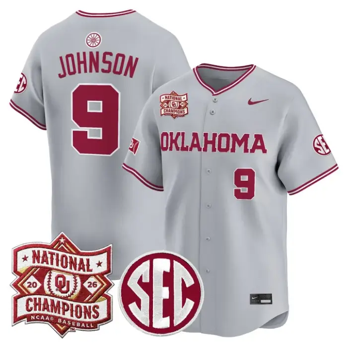 Camden Johnson Jersey #9 Oklahoma 2026 National Champions Patch Stitched by My Store