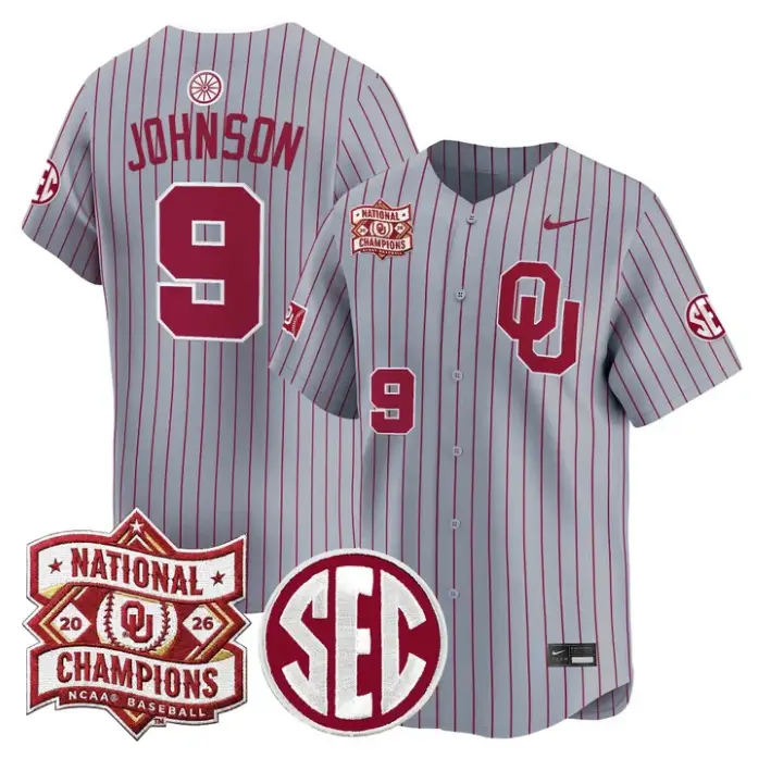 Camden Johnson Jersey #9 Oklahoma 2026 National Champions Patch Stitched by My Store