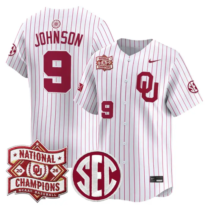 Camden Johnson Jersey #9 Oklahoma 2026 National Champions Patch Stitched by My Store