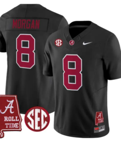 Cederian Morgan Jersey #12 Alabama Crimson 2026 SEC Patch Stitched by My Store NCAA Football Jerseys