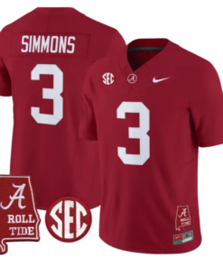Cedrick Simmons Jersey #3 Alabama Crimson 2026 SEC Patch Stitched by My Store NCAA Football Jerseys