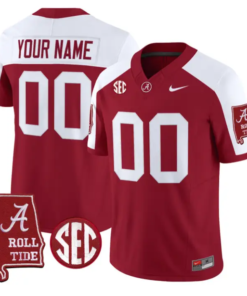 Custom Alabama Crimson Jersey 2026 Map and SEC Patch Stitched by My Store NCAA Football Jerseys