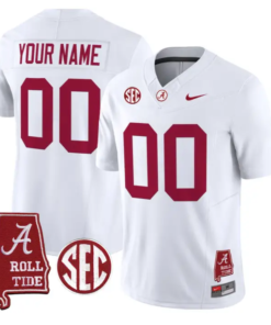 Custom Alabama Crimson Jersey 2026 Map and SEC Patch Stitched by My Store NCAA Football Jerseys