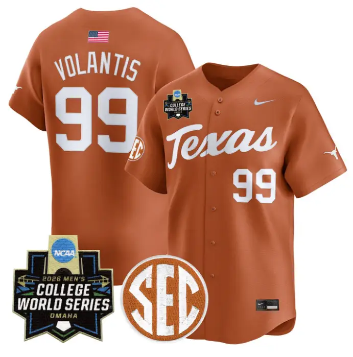 Dylan Volantis Jersey #99 Texas Longhorns 2026 World Series Stitched by My Store