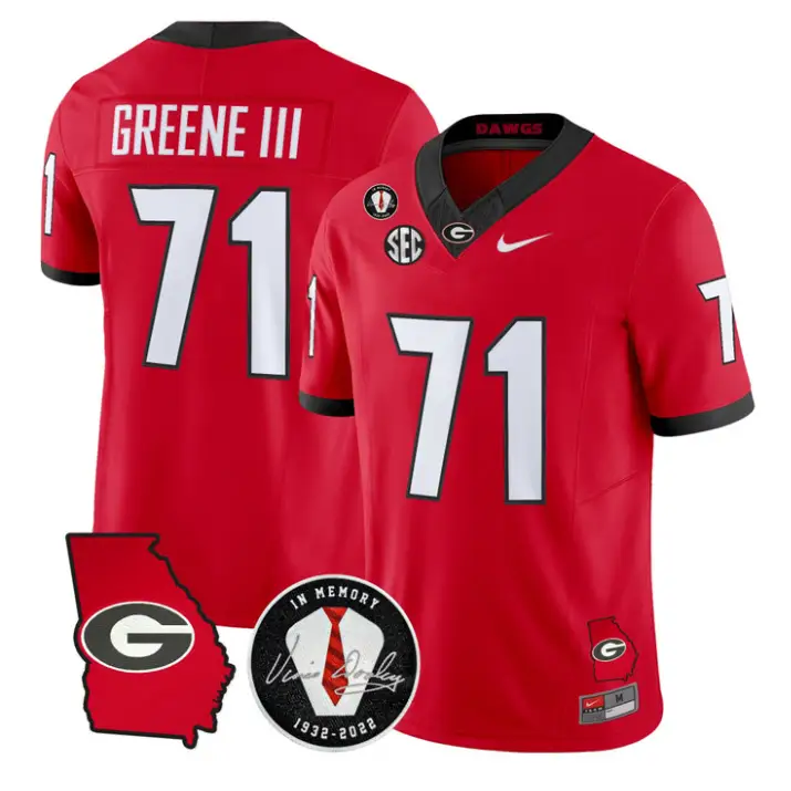 Earnest Greene III Jersey #71 Georgia Bulldogs 2026 Vince Dooley Stitched by My Store NCAA Football Jerseys