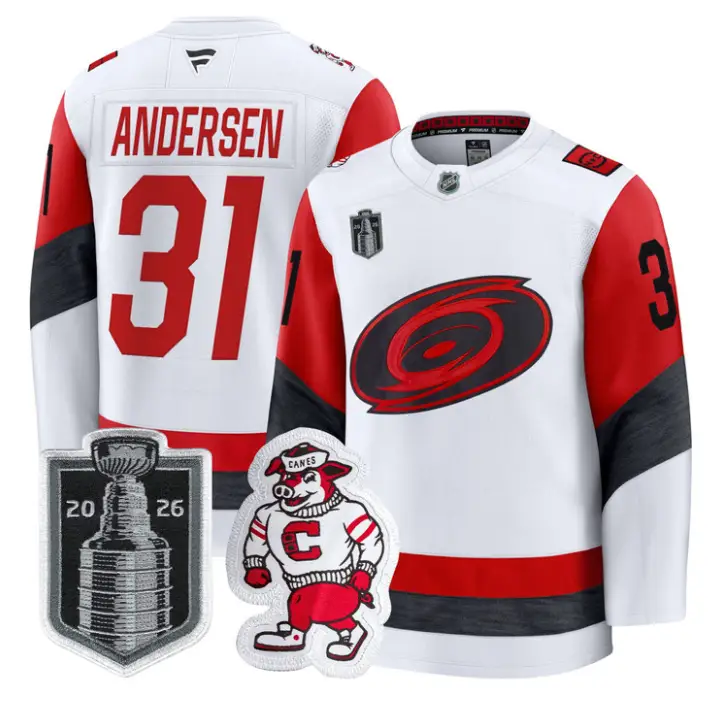 Frederik Andersen Jersey #31 Carolina Hurricanes 2026 Stanley Cup Stitched by Hockey David