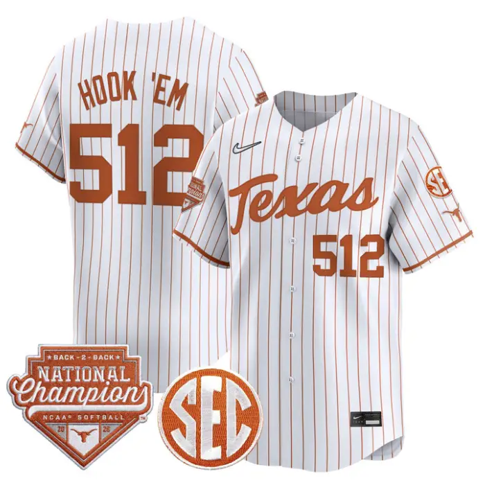 Hook 'Em Jersey #512 Texas 2026 Back-To-Back World SeriesChampions by My Store