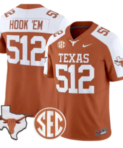 Hook 'Em Jersey #512 Texas Longhorns 2026 SEC Patch Stitched by My Store NCAA Football Jerseys