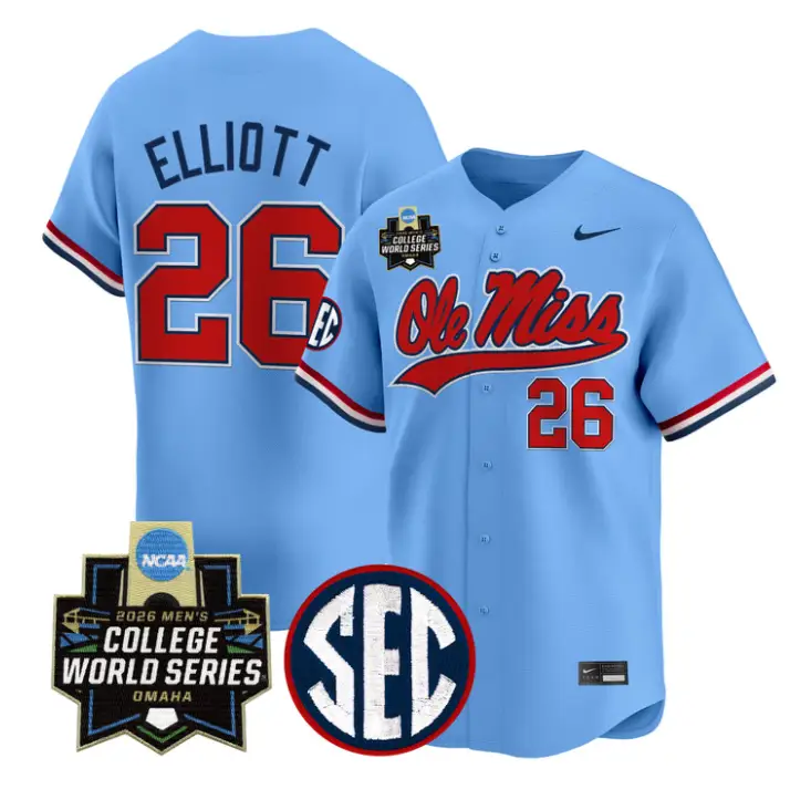 Hunter Elliott Jersey #26 Ole Miss 2026 World Series Vapor Stitched by My Store