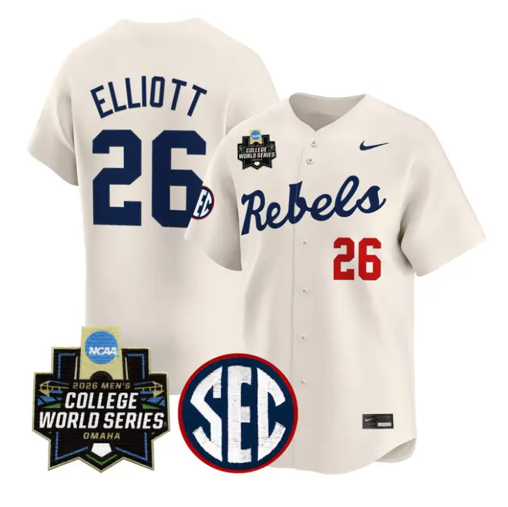 Hunter Elliott Jersey #26 Ole Miss 2026 World Series Vapor Stitched by My Store