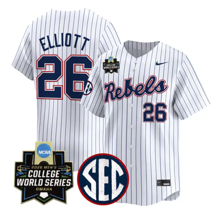 Hunter Elliott Jersey #26 Ole Miss 2026 World Series Vapor Stitched by My Store