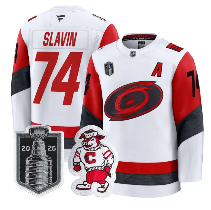Jaccob Slavin Jersey #74 Carolina Hurricanes 2026 Stanley Cup Patch Stitched by Hockey David