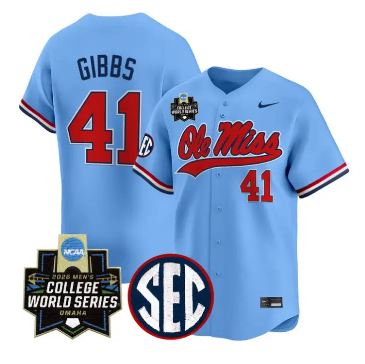 Jake Gibbs Jersey #41 Ole Miss 2026 World Series Vapor Stitched by My Store