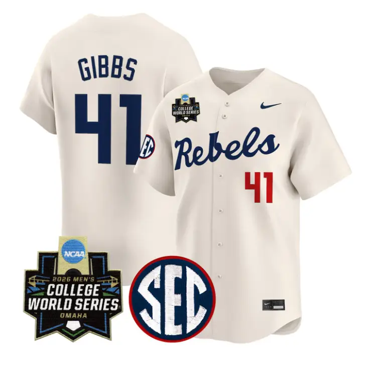 Jake Gibbs Jersey #41 Ole Miss 2026 World Series Vapor Stitched by My Store
