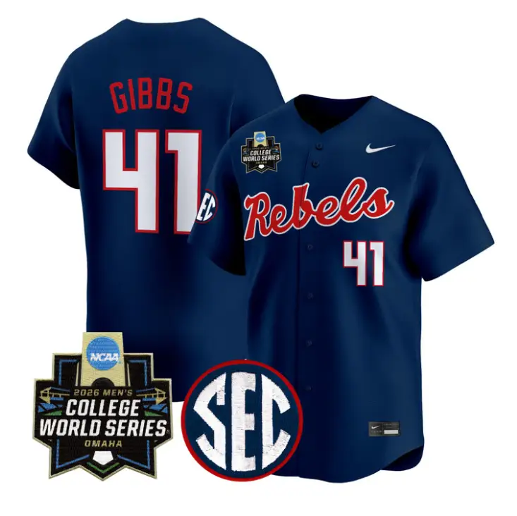 Jake Gibbs Jersey #41 Ole Miss 2026 World Series Vapor Stitched by My Store