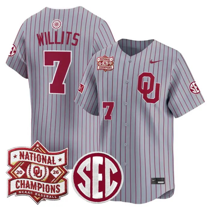 Jaxon Willits Jersey #7 Oklahoma 2026 National Champions Patch Stitched by My Store
